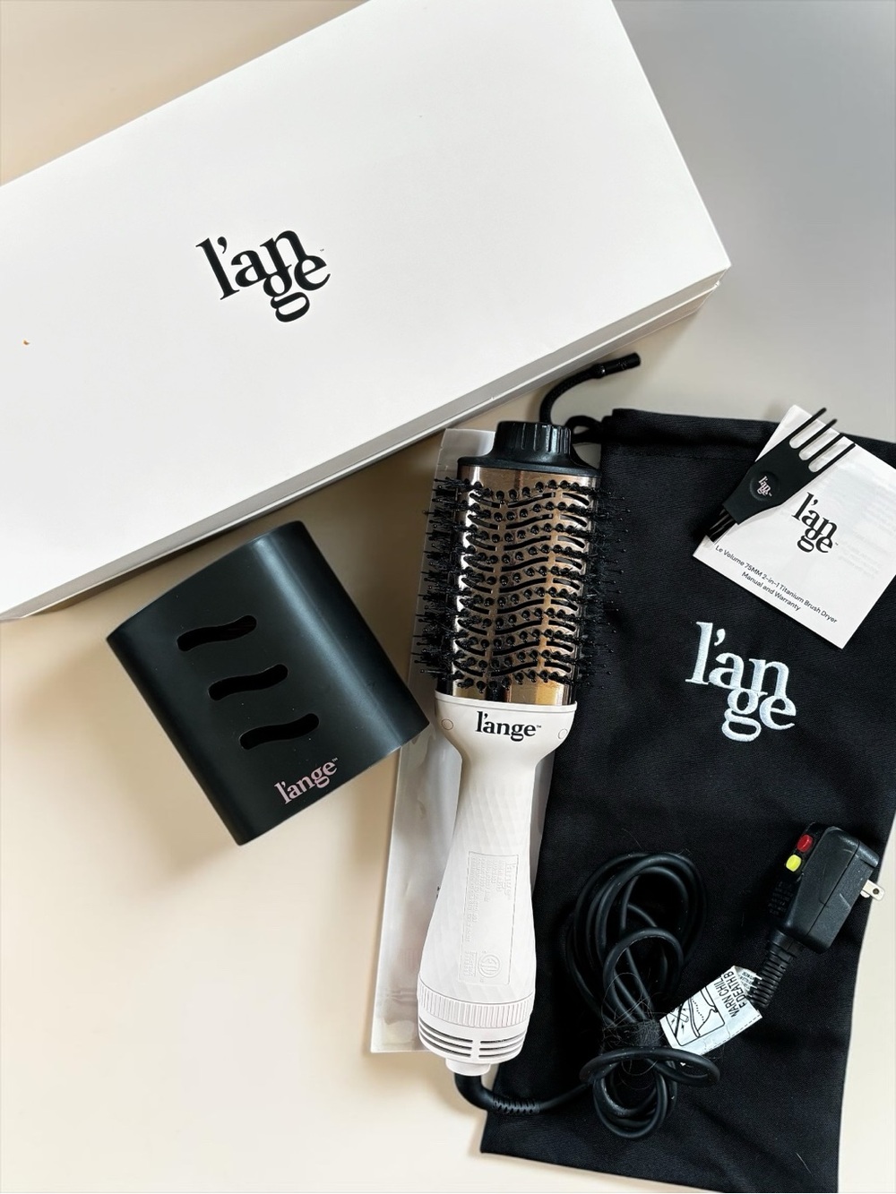 L'ange Le Volume 2-in-1 Titanium Brush Dryer in Blush (75mm)